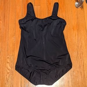 Lands End Black One Piece Swimsuit 18 Long